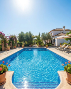 Piscina con agua cristalina.